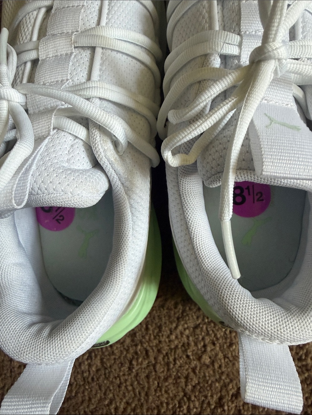 Puma White Mesh Athletic Sneakers with Mint Accent size 8.5 women’s.Worn once - Picture 6 of 7
